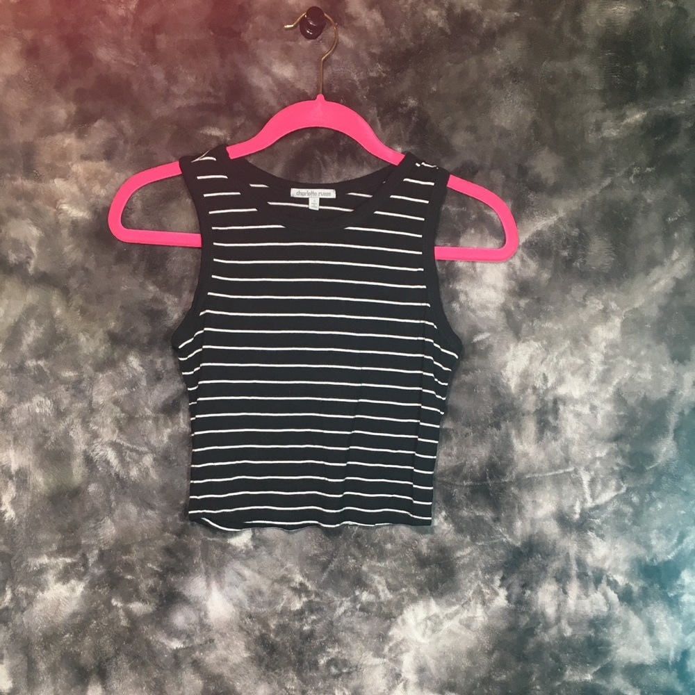 Black & White Striped Crop Top